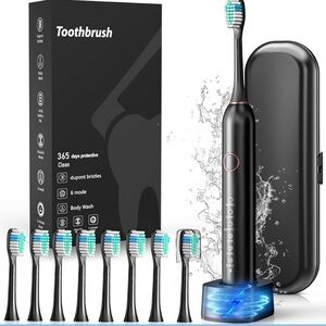 Electric Toothbrush with 8 Brush Heads - Black